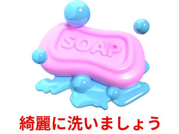 石けんできれいに洗っている様子